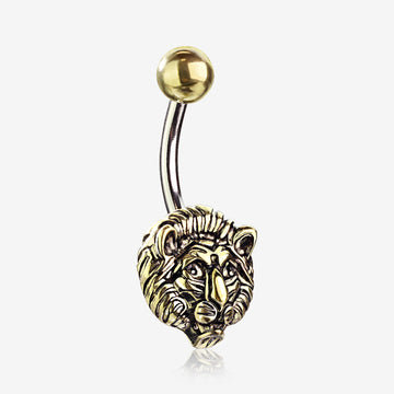 Golden Antique Lion Belly Button Ring